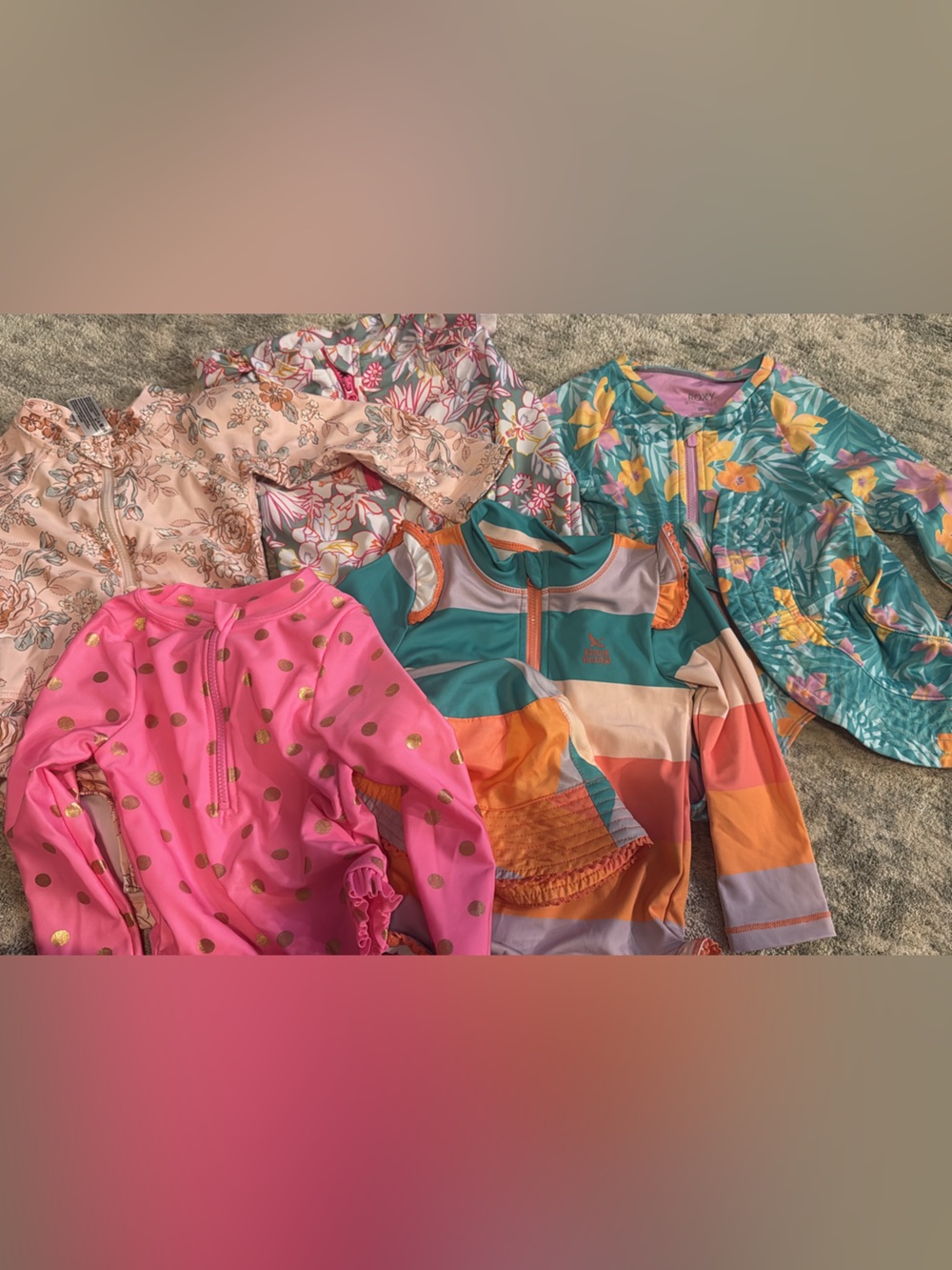 Girls' Multi-Pattern Rash Guard Swimsuits